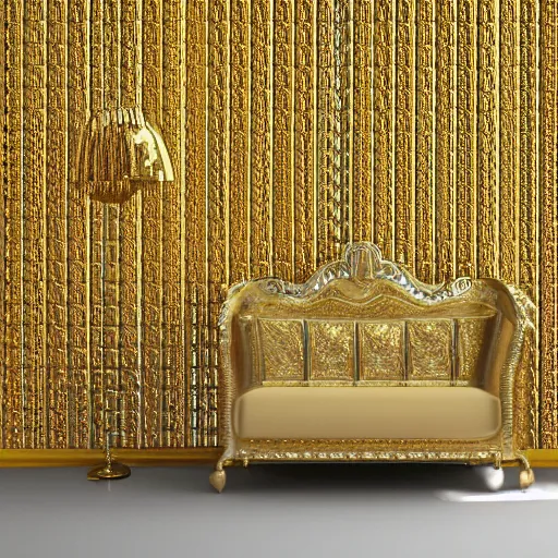 Image similar to royal gold wall with cool pattern on it, photorealistic