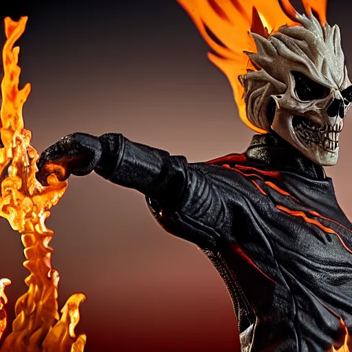 Image similar to Ghost rider clay figure 4k detail