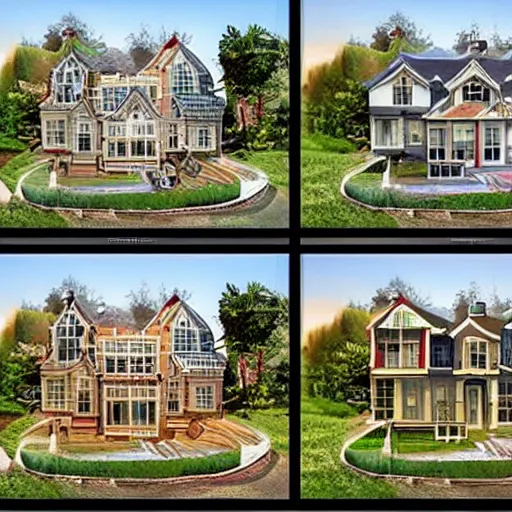 Prompt: dozens of midwestern houses photoshopped on top of each other, massive, colossal, city - sized, concept art