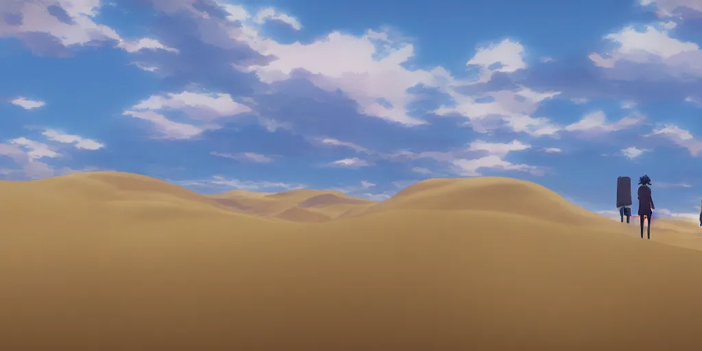 Image similar to sand dunes by makoto shinkai