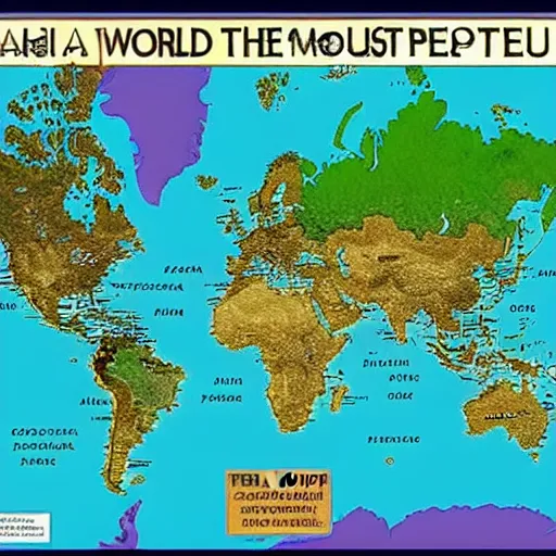 Prompt: a world map showing where the most treasure is located