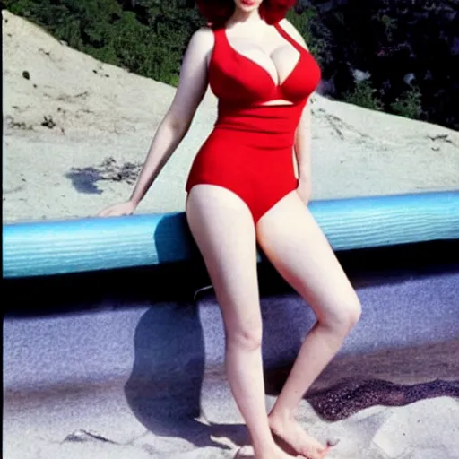 Image similar to Christina Hendricks on the cover of swimsuit illustrated 1965