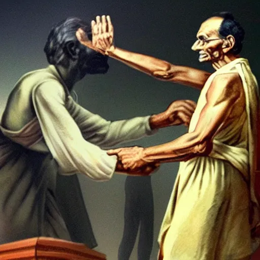 Image similar to gandhi slapping abe lincoln in the face