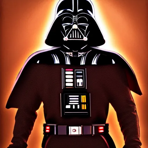Image similar to Darth Vader in steampunk armor, cinematic lighting, realistic