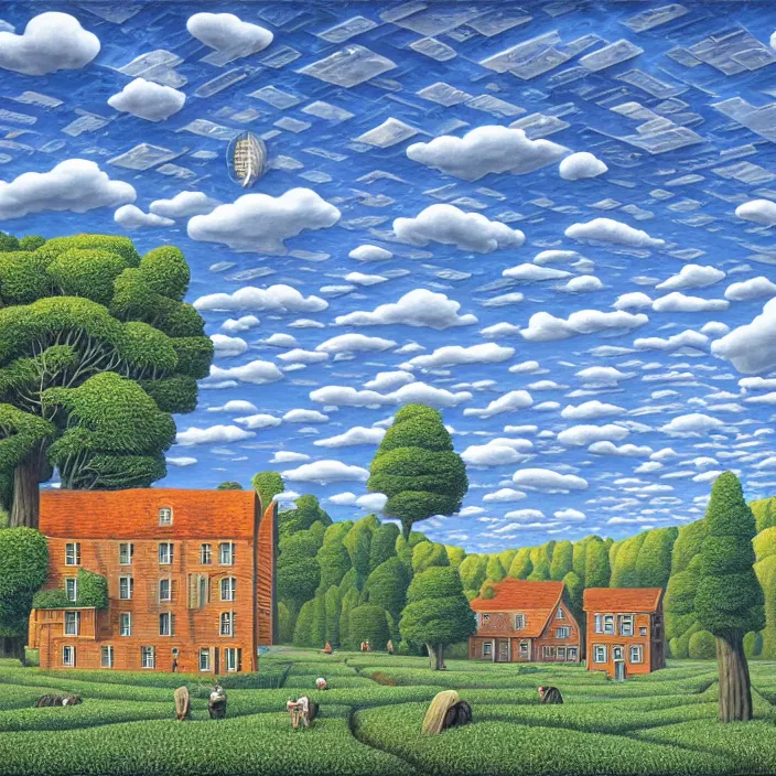 Image similar to a building in a landscape, by rob gonsalves