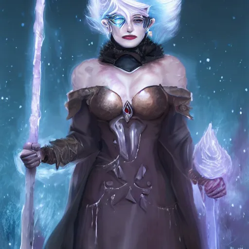 Image similar to ice witch destroys the patriarchy, trending on artstation, detailed art, high fantasy, beautiful