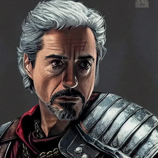 Prompt: robert downey jr as Witcher, realistic