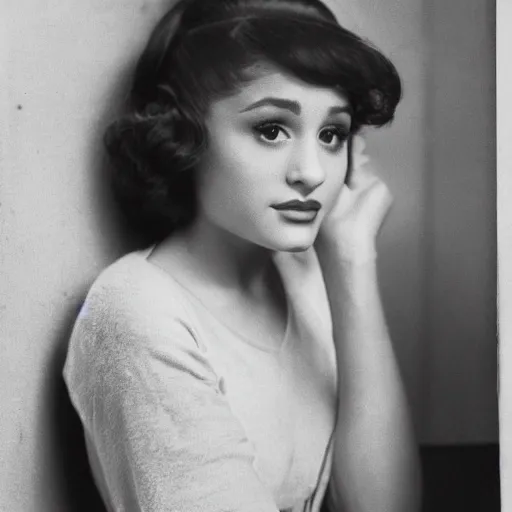 Prompt: photo of Ariana Grande in the depression-era, photorealism by of Dorothea Lange