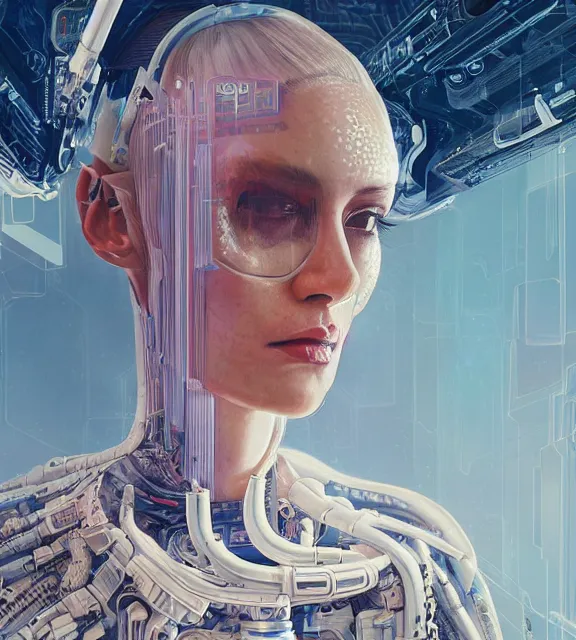 Image similar to hyperrealistic portrait of a woman monster futuristic astronaut, sofia coppola, cyberpunk, well lit, intricate abstract. gucci style, intricate artwork, high detail, figurative art, multiple exposure, poster art, 3 d, by stanley kubrick and tooth wu and wlop and beeple, realistic, hyperdetailed, 8 k resolution.