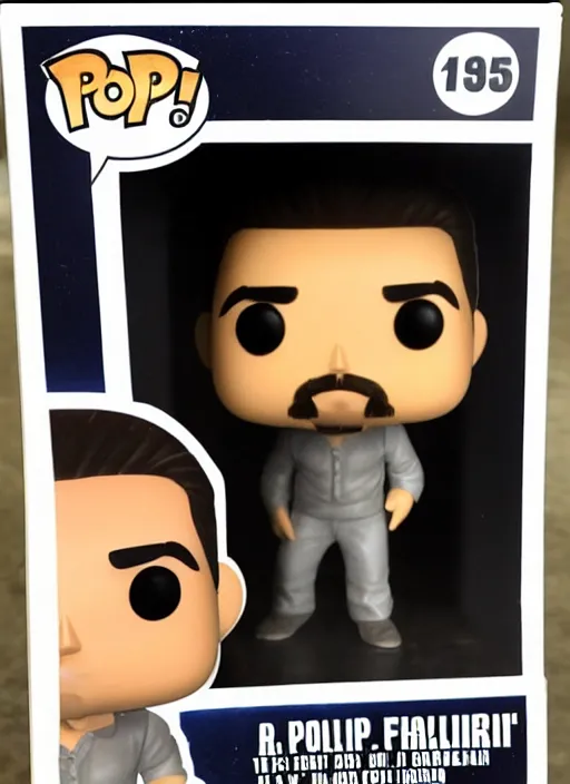 Prompt: early Colin Farrell as a Pop Funko figure