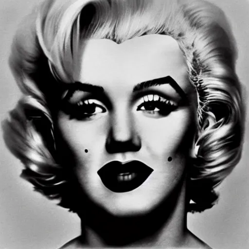 Image similar to a person who is a genetic combination of andy warhol and marilyn monroe, face and upper - body focus, detailed eyes, androgynous, photograph taken in 1 9 6 5, award winning photograph