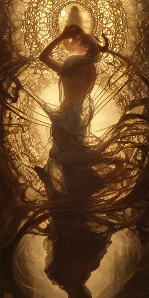 Image similar to prayer in silence, masterpiece, cinematic, powerful, moon beams dramatic light, highly, intricate elements, hollow souls, detailed, digital painting, artstation, concept art, sharp focus, contrasty, illustration, art by artgerm and greg rutkowski and alphonse mucha, mitch foust, elaborate composition, intricate story