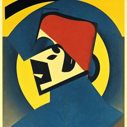 Image similar to a poster of a young man wearing a helmet. by ismael nery, wyndham lewis. behance, international typographic style, soviet propaganda, american propaganda, fauvism