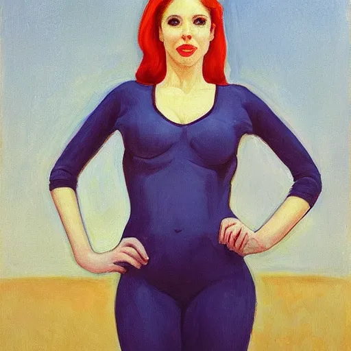 Image similar to Kaitlyn Michelle Siragusa, better known as Amouranth, full body portrait, by Edward Hopper