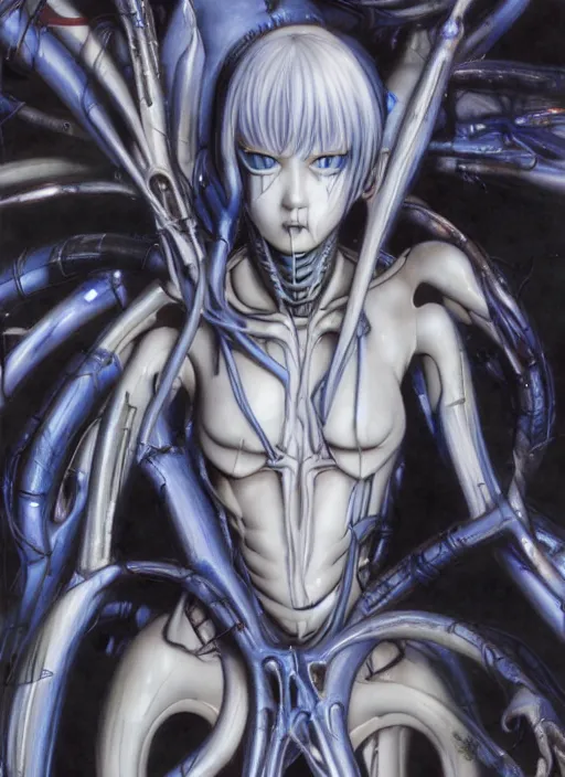 Prompt: Rei Ayanami by Yoshitaka Amano, by HR Giger, 4k, hyper detailed, hyperrealism