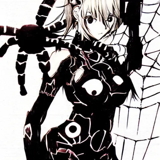 Prompt: cute anime spider girl, Yoji Shinkawa