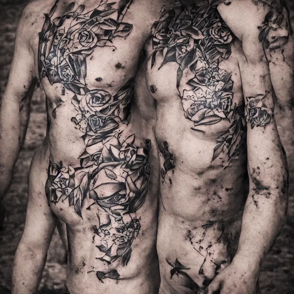 Image similar to photorealistic photo of russian prison tattoos, russian criminal tattoos, nakolki, sergei vasiliev photography