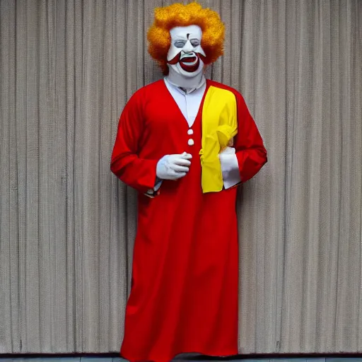 Prompt: Ronald mcdonald wearing a thobe