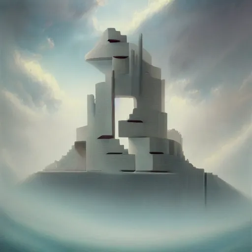 Image similar to architectural dream by peter eisenman in the style of peter mohrbacher