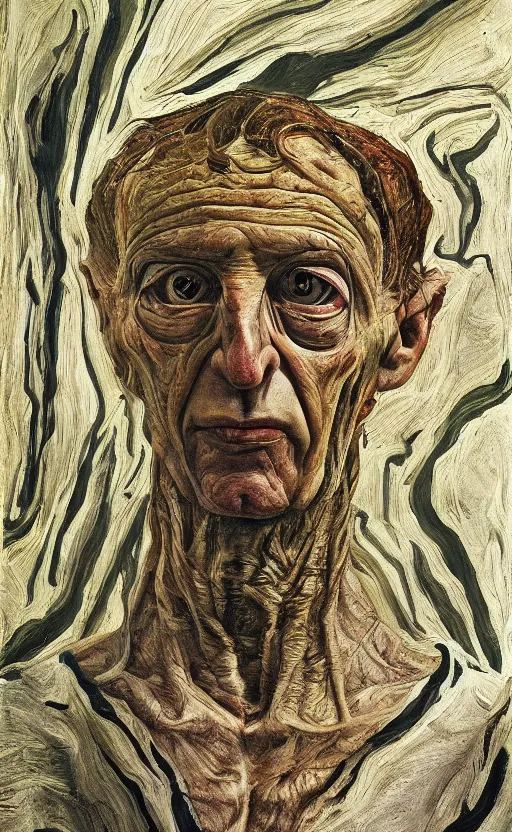 Image similar to portrait of an extraterrestrial being, by lucian freud