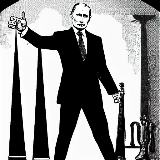 Image similar to vladimir putin. masonic lithography