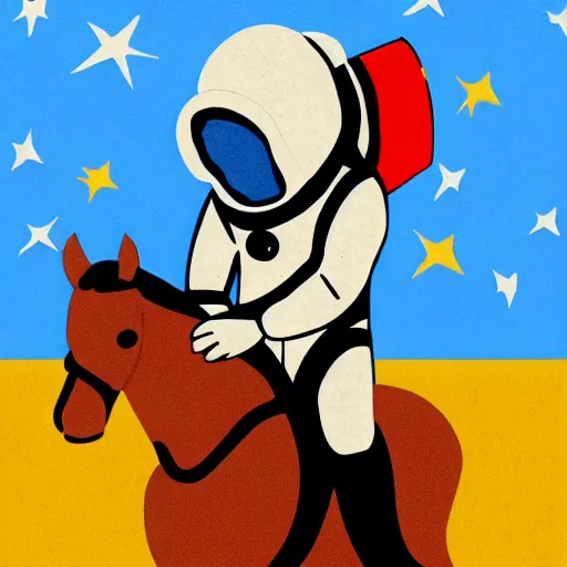 Prompt: astronaut with horse on his head