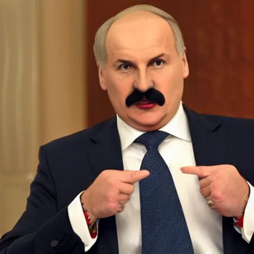 Image similar to Alexander Lukashenko as the American Psycho, devilishly holding earth in his hands