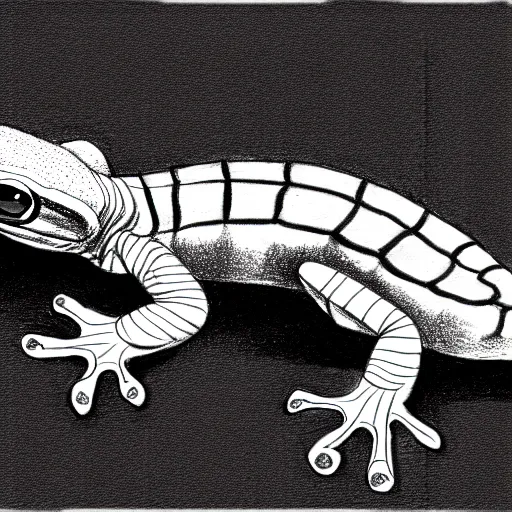 Image similar to drawing of a gecko, pencil, basic, outline