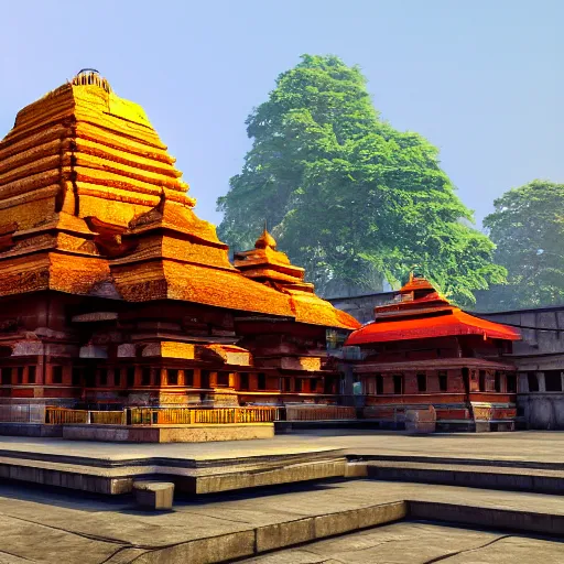 Prompt: beautiful kamakhya temple, Guwahati, Vue 3d render, v-ray, unreal engine, HDR cinematic lighting, wide angle shot, 8K textures