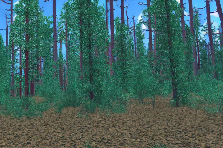 Prompt: A boreal forest, rendered in the candy engine