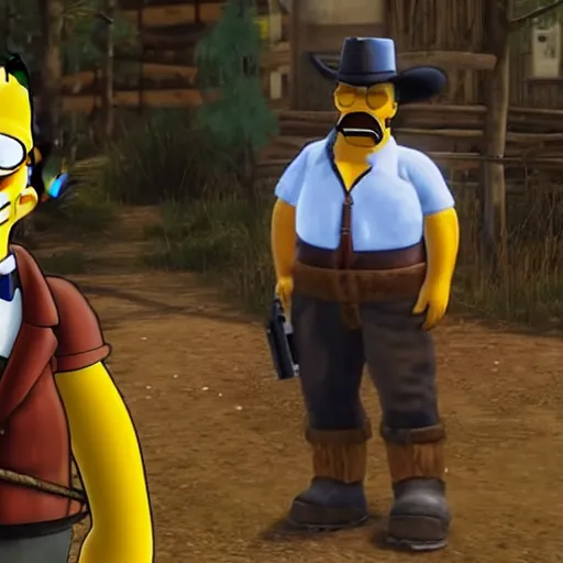Image similar to homer simpson in red dead redemption 2
