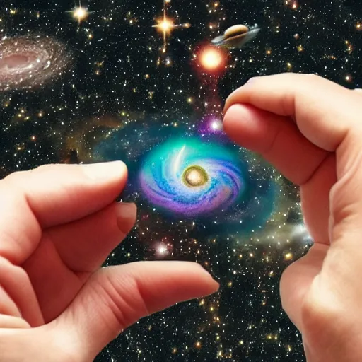 Image similar to the universe in the palm of your hands