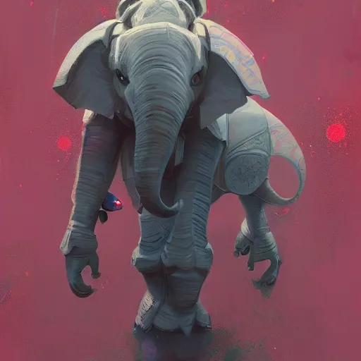 Image similar to 🤖🐘, Greg rutkowski, Trending artstation, cinematográfica, digital Art