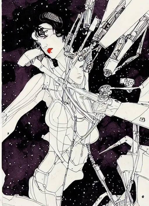 Prompt: gundam by kaethe butcher and moebius, details