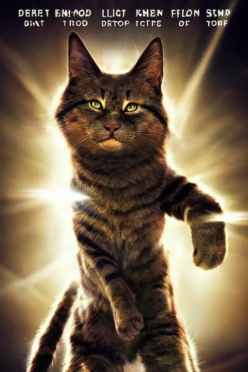 Image similar to a movie poster for warrior cats, depth of field, sun flare, hyper realistic, very detailed, backlighting, cgi, by wayne mclouglin