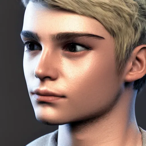 Image similar to detailed unreal engine 5 render of a blonde boy with face tattoos