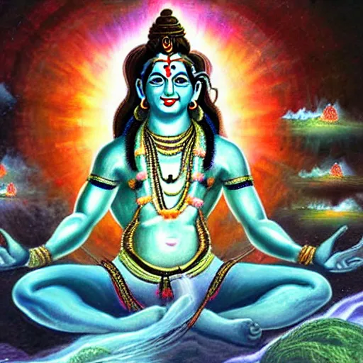 Image similar to lord shiva creating the multiverse, fantasy artwork