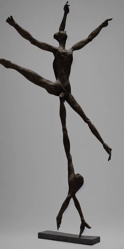 Prompt: sculpture of an acrobat, in the style of alberto giacometti, 4 k