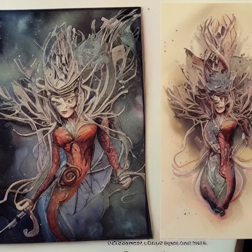 Prompt: watercolor art on paper, elementalist, highly detailed, artstation, masterpiece, award - winning