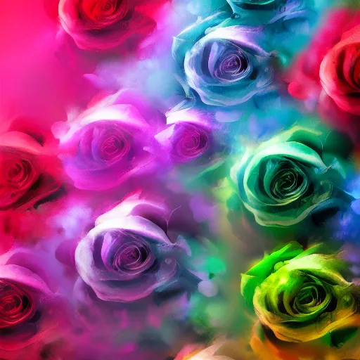 Image similar to Roses made of colorful smoke, digital art, award winning, artstation,