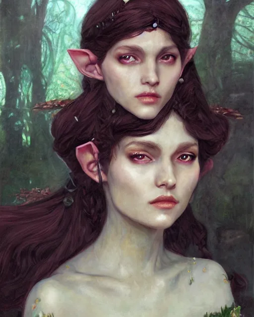 Image similar to a beautiful elf princess, oil painting, by Fernanda Suarez and and Edgar Maxence