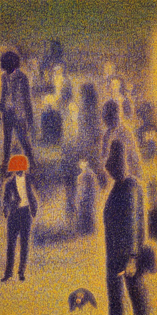 Image similar to a film still of ghost dog by jim jarmusch 1 9 9 9 movie, painted by georges seurat, impressionism, pointillism, detailed