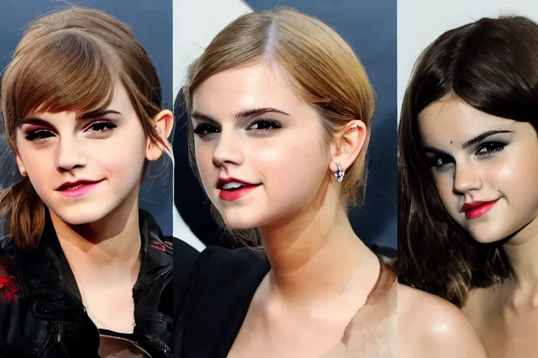 Image similar to emma watson and taylor swift and selena gomez swim together. perfect faces.