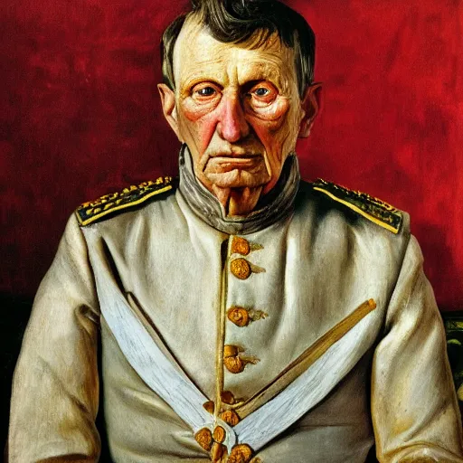 Prompt: high quality high detail painting by lucian freud, hd, portrait of a colonial general, photorealistic lighting