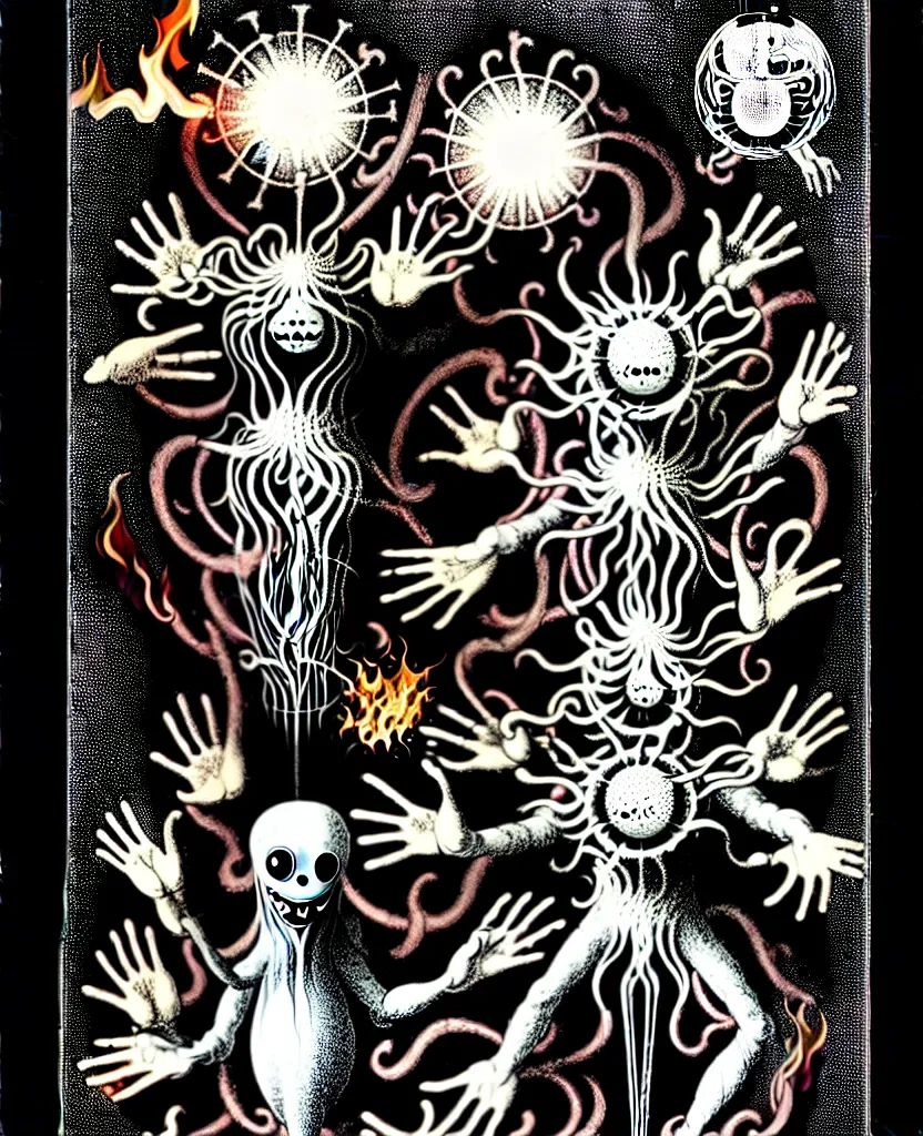 Image similar to whimsical freaky creature sings a unique canto about'as above so below'being ignited by the spirit of haeckel and robert fludd, breakthrough is iminent, glory be to the magic within