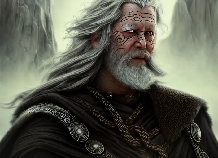 Image similar to odin, the allfather, illustration, high quality, details, intricate, atmosphere, highly detailed, matte painting, cinematic, digital painting, deviantart, realistic, photorealistic, concept art