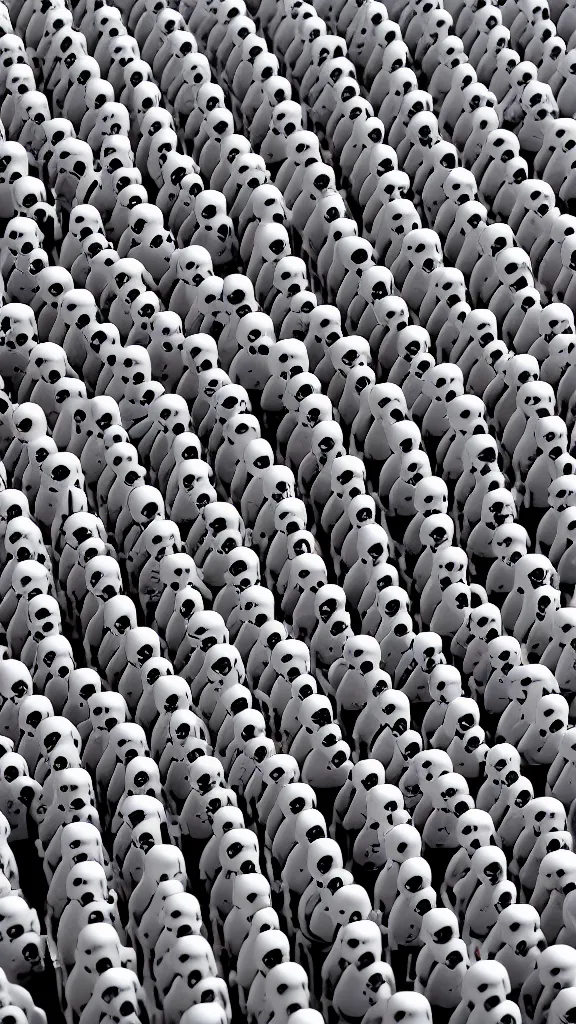 Prompt: army of 1000s of Obama clones in a stormtrooper like herd by Beeple, 4K