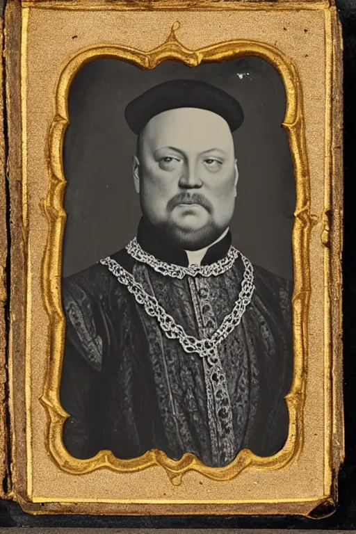 Prompt: tintype photograph of king henry viii