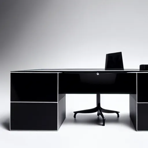 Image similar to a desk designed together by Hugo Boss and Karl Lagerfeld