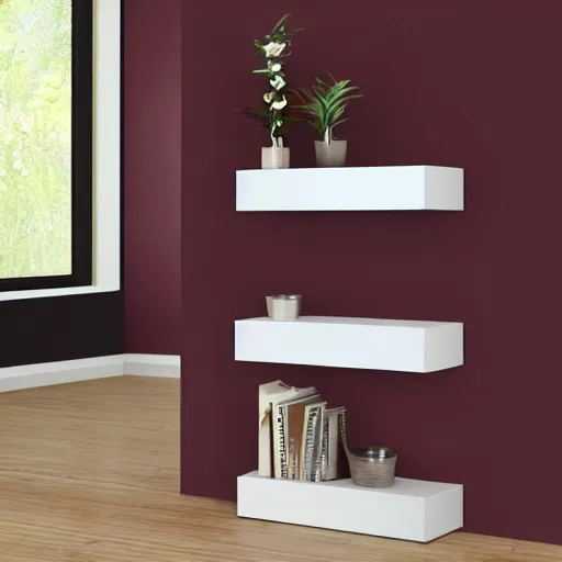Prompt: white zen clean modern minimalist sparse oak shelf